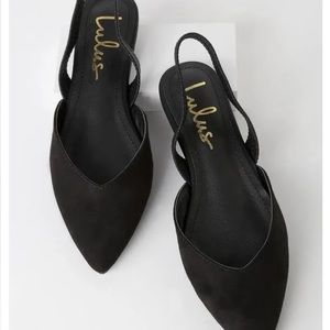 Lulus Black Suede Pointed-Toe Slingback Flats